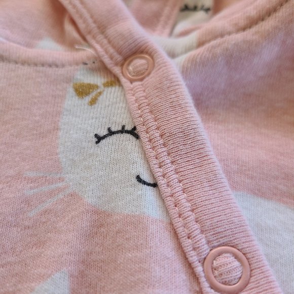 Carter's Girl's Pink Smiley Cats Long Sleeve Sweater Newborn - Picture 5 of 7